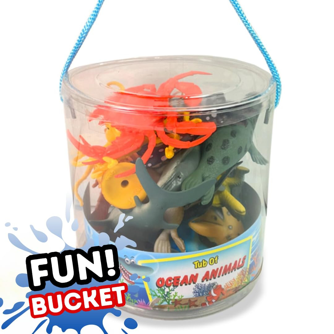 Liberty Imports Bucket of Ocean Sea Animals Toys - 16 PCS Large Underwater Deep Sea Creaures, Rea... | Amazon (US)