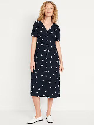 Waist-Defined Midi Dress | Old Navy (US)