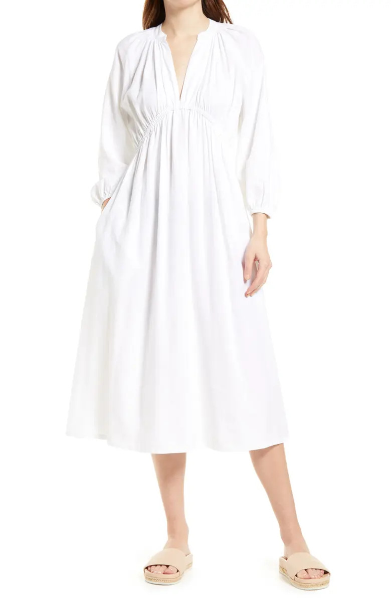 Treasure & Bond Shirred Long Sleeve Midi Dress | Nordstrom | Nordstrom
