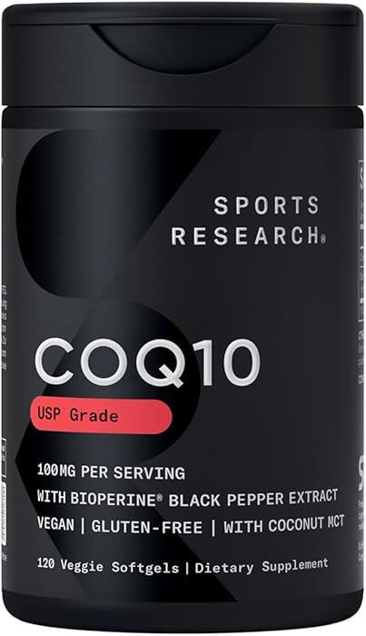 Sports Research CoQ10 (100mg) Enhanced w/Coconut Oil & Bioperine (Black Pepper) for Better Absorp... | Amazon (US)