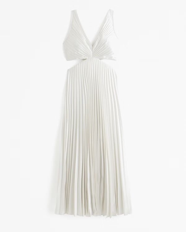 The A&F Giselle Pleated Cutout Maxi Dress | Abercrombie & Fitch (UK)