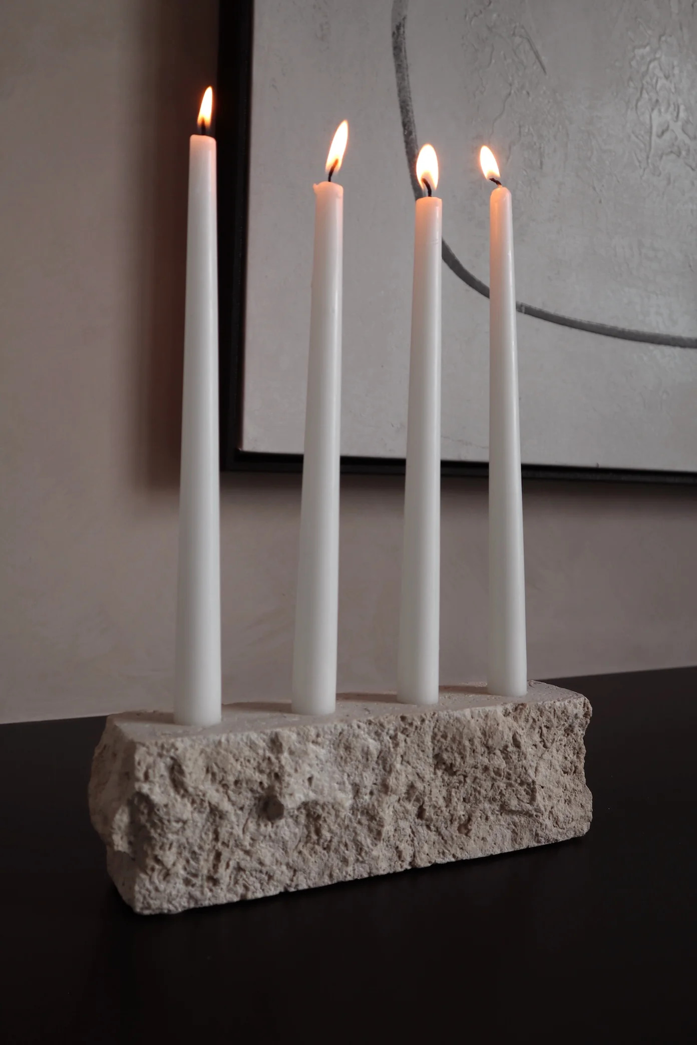 Travertine Taper Candle Holder | THELIFESTYLEDCO