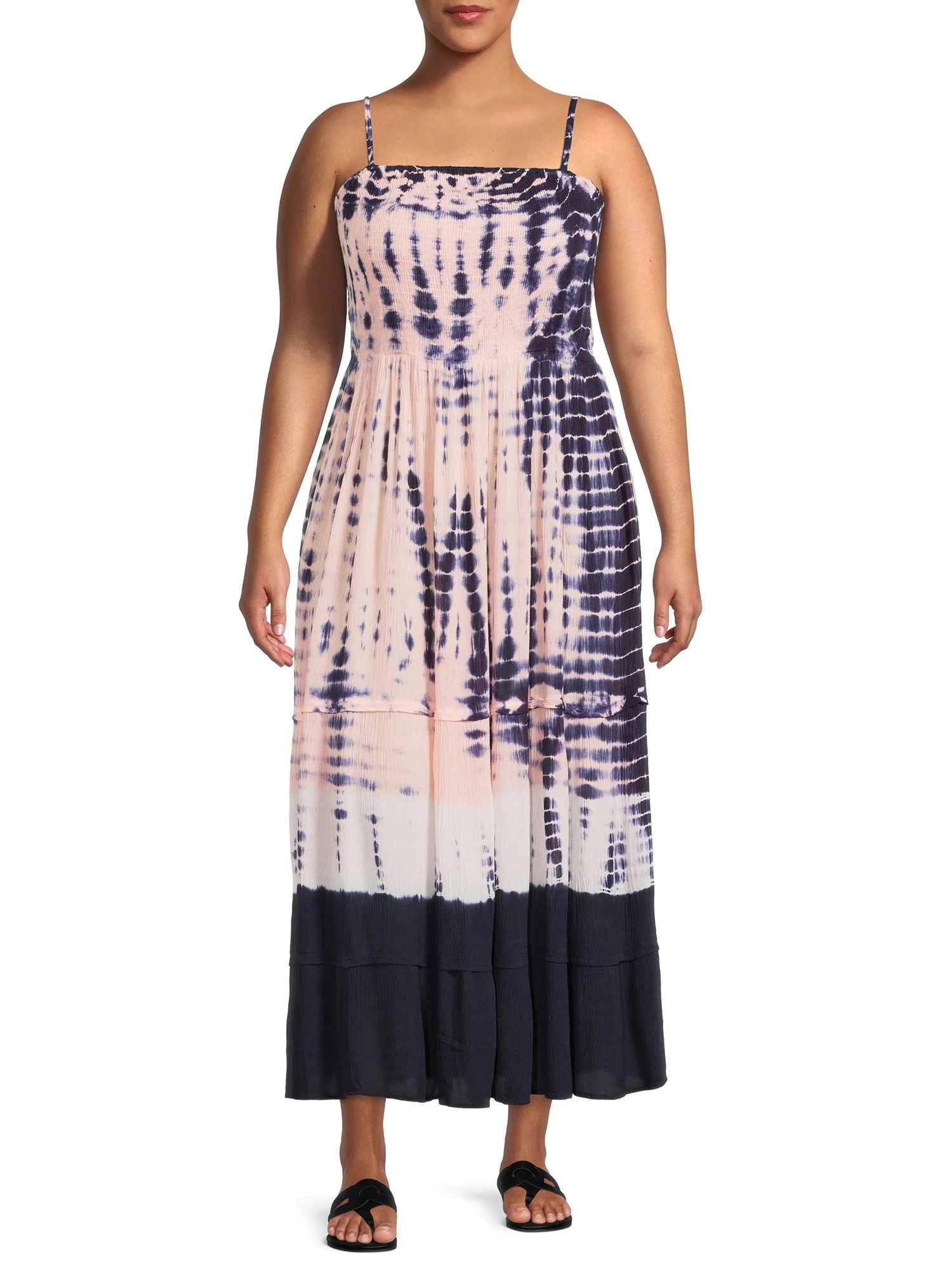 Romantic Gypsy Women's Plus Size Tie-Dye Smocked Maxi Dress | Walmart (US)