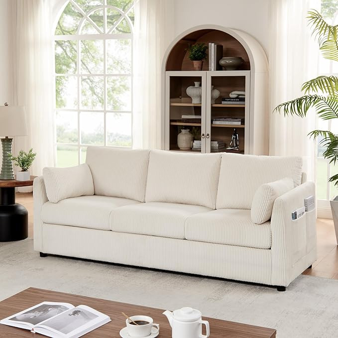 Mofolit 79" Couch Sofa for Living Room,Mid Century Modern Couches with Big Pockets, Corduroy Sofa... | Amazon (US)