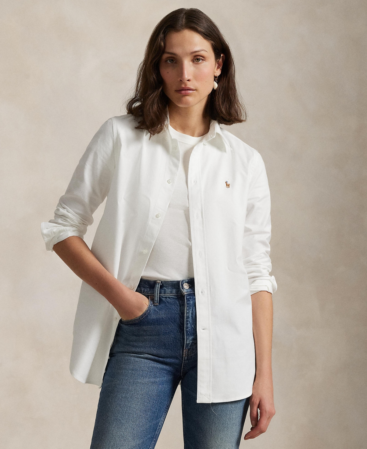 Polo Ralph Lauren Women's Stretch Slim Fit Oxford Shirt - White | Macy's