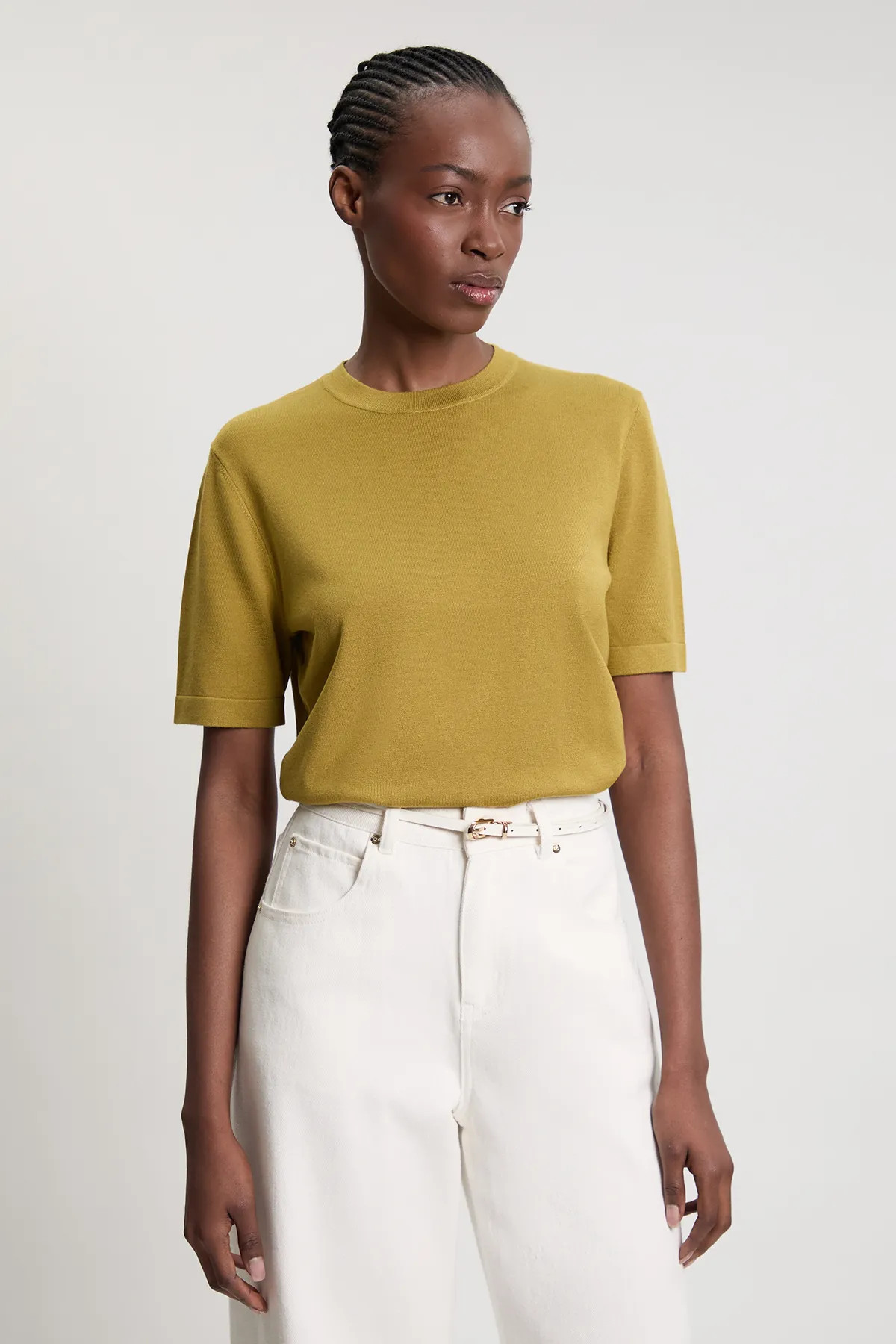 Forever Viscose Blend Knit Crew Neck Short Sleeve Top | Karen Millen
