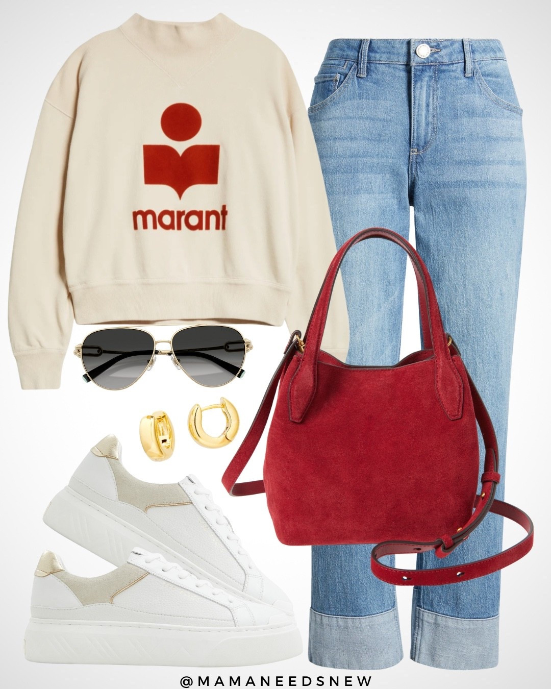 A casual fall transitional outfit with a sweatshirt, jeans, sneakers, shopper bag ❤️

#LTKSaleAlert #LTKItBag #LTKStyleTip