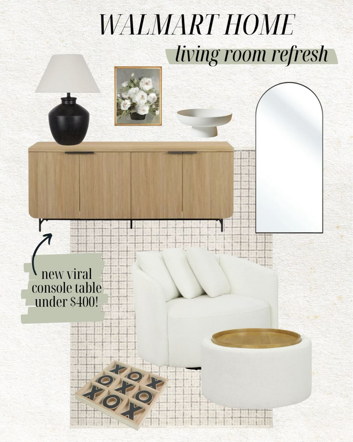 Living room refresh with Walmart home 🫶🏼 I just got this oak colored sideboard table and it’s so beautiful in person and such good quality for the price - it’s under $400!  Love it paired with my viral white @Walmart swivel chairs (that are under $300!) #walmartpartner

Living room decor; entry way decor; Walmart; Walmart home; home decor; neutral decor; modern home decor; modern mirror; white accent chair; storage ottoman; wall art; Christine Andrew

#LTKhome #LTKstyletip #LTKMostLoved