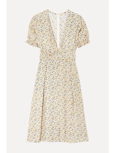 Faithfull The Brand - Farah Floral-print Crepon Midi Dress - Pastel yellow | NET-A-PORTER (US)