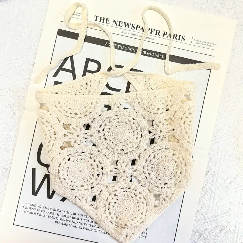 Crochet Triangle Hair Scarf Knitted Hollow Flower Pattern - Temu | Temu Affiliate Program