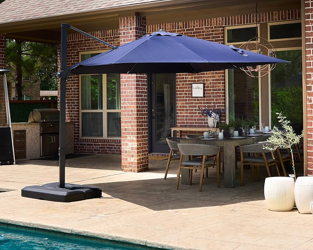 PURPLE LEAF 10' × 10' Patio Cantilever Umbrella Outdoor Square Adjustable Offset Umbrellas with ... | Amazon (US)