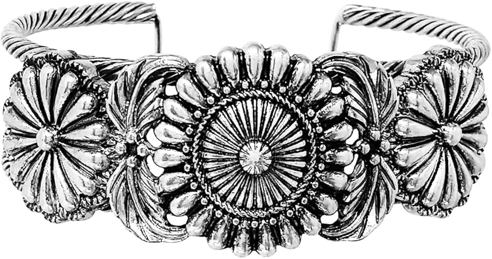 Rosemarie & Jubalee Women's Cowgirl Chic Western Style Burnished Silver Tone Conchos On Open Cuff... | Amazon (US)