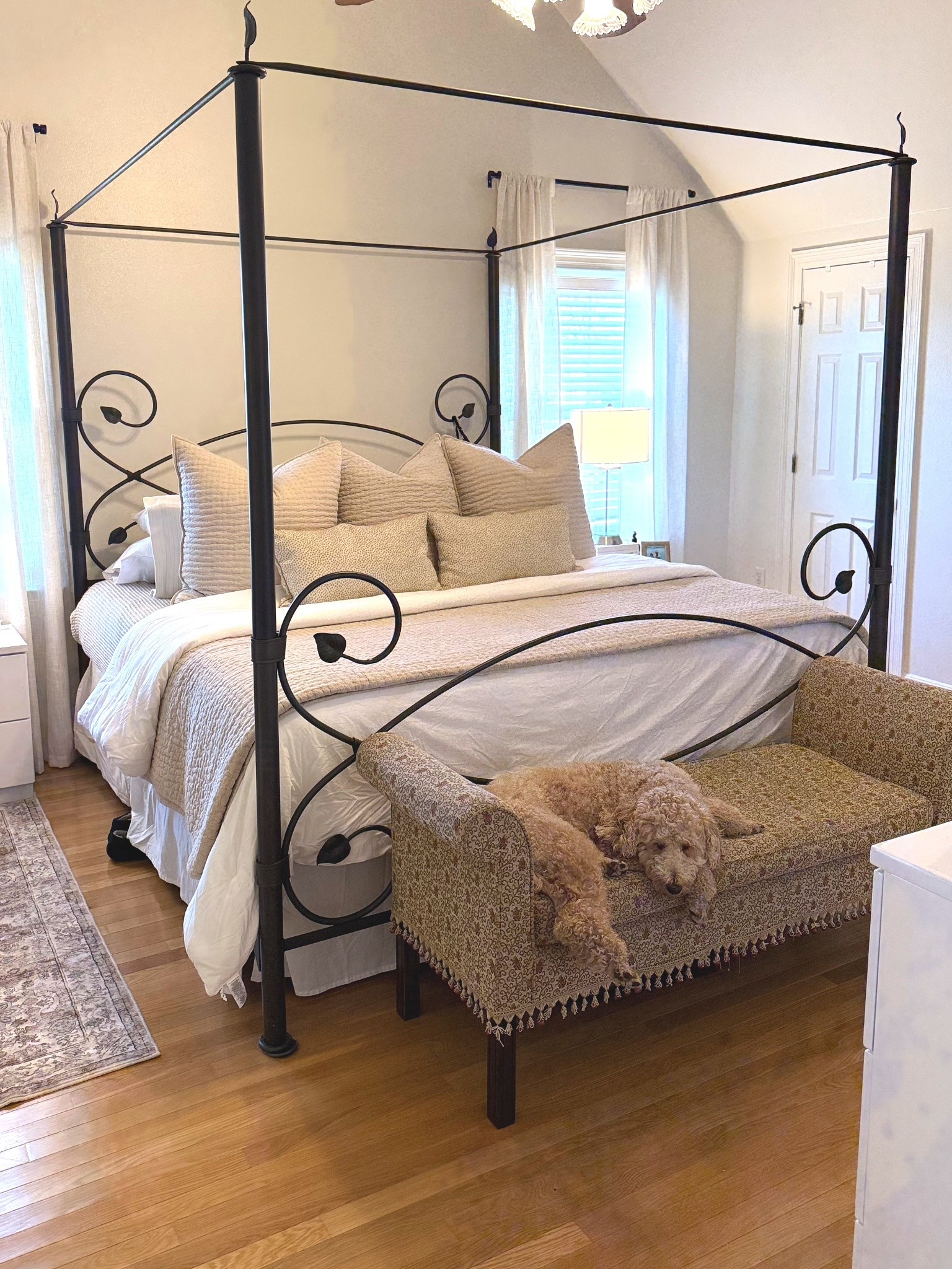 Love my bedroom refresh! This bed is super old but I’m so obsessed with it. We have also had this bench forever. I love my neutral toned bedding from pottery barn! I have also linked my favorite sheets. Can you spot the 🐶?

#LTKHome