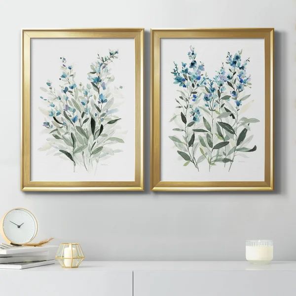 Delicate Blue Botanical I - 2 Piece Picture Frame Print Set on Canvas | Wayfair North America
