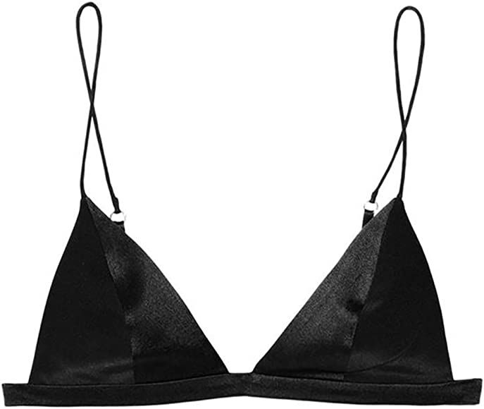 SilRiver Women's Silk Satin Triangle Bralette Soft Cup Wireless Bra Smooth and Comfortable Wire F... | Amazon (US)