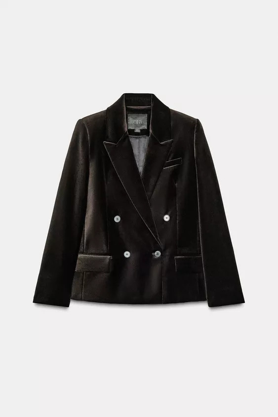 DOUBLE-BREASTED VELVET BLAZER ZW COLLECTION | Zara UK