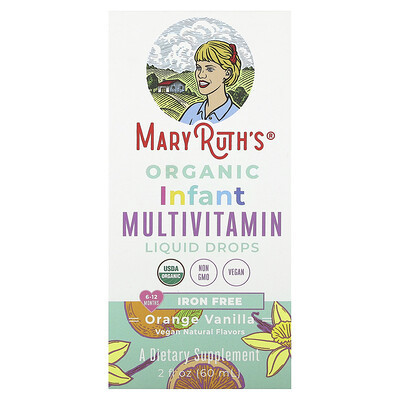 MaryRuth's, Organic Infant Multivitamin Liquid Drops, Iron Free, 6-12 Months, Orange Vanilla, 2 fl oz (60 ml) | iHerb