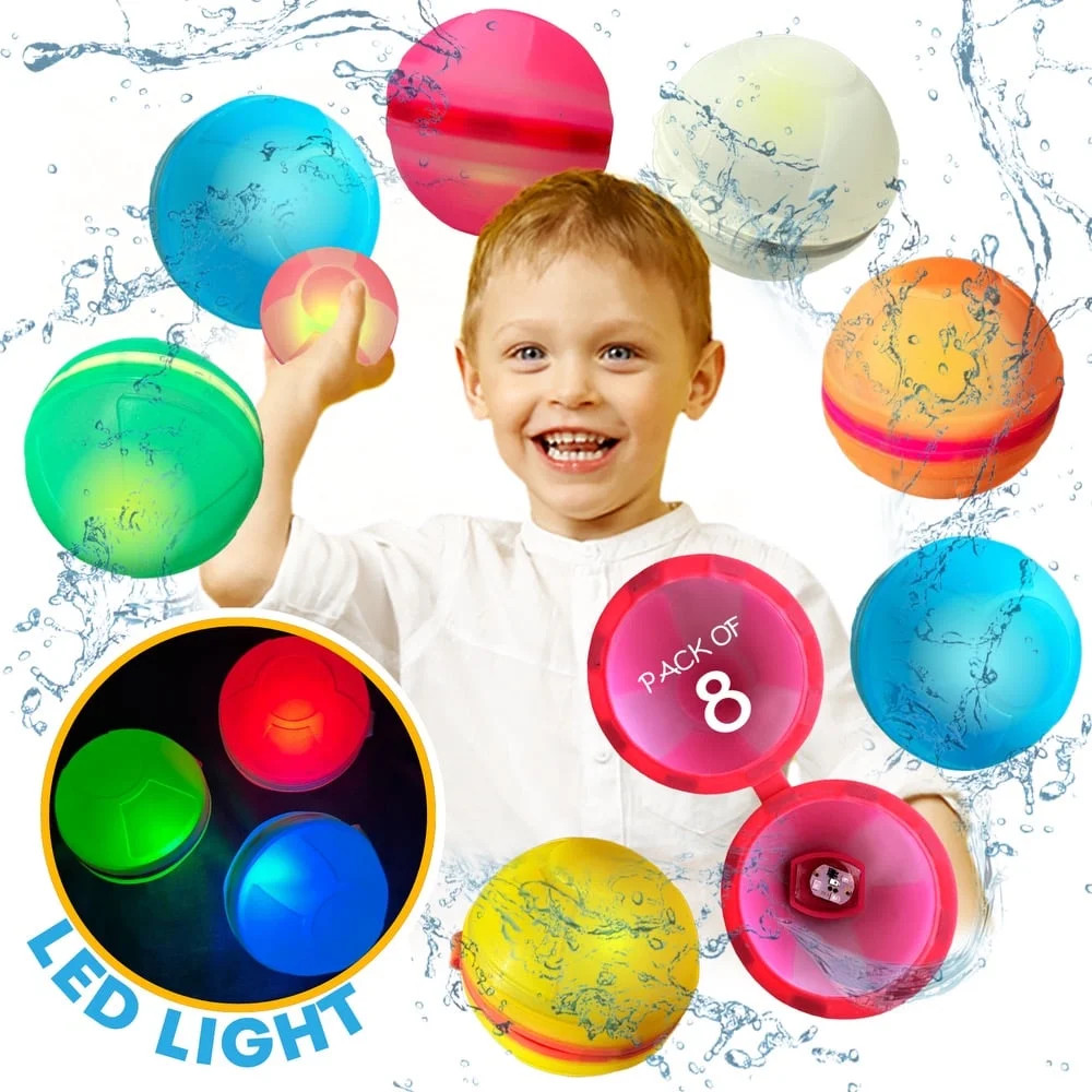 Legacy Kids Reusable and Refillable Water Balloons, Self-Sealing, 8 Count-Light Up Bath Toys | Walmart (US)