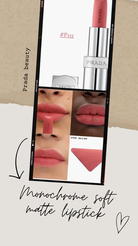 Monochrome soft matte lipstick
P155 - Prada Beauty

The luxurious lipstick is formulated with Micro-Fit technology. The lightweight texture glides seamlessly, fusing upon contact with lips and feeling weightless. The formula fuses bifidus extract and jojoba oil for exceptional Prada Monochrome lip quality.

#LTKGiftGuide #LTKhome #LTKbeauty