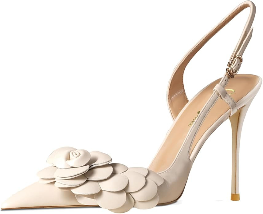 Women's Sexy Pointed Toe Flower Mouth One-Strap Shallow Mouth Stiletto High Heel Ankle Strap Casu... | Amazon (US)