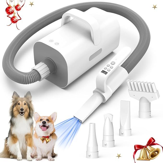 Dog Dryer,4 in 1 Dog Hair Dryer with Smart Handle, 90m/s High Velocity Negative Ion Dog Blow Drye... | Amazon (US)