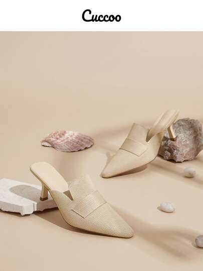 Cuccoo Minimalist Knit Stiletto Heeled Mules | SHEIN