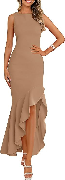 PRETTYGARDEN Wedding Guest Dresses for Women 2026 Summer Formal Gala Maxi Dress Ruffle Mermaid Co... | Amazon (US)