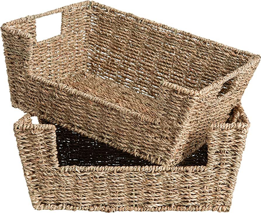 Amazon.com: StorageWorks Seagrass Wicker Baskets for Storage, Pantry Baskets Organization and Sto... | Amazon (US)