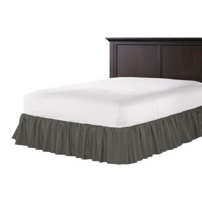 Charcoal Gray Linen Ruffle Bed Skirt | Loom Decor