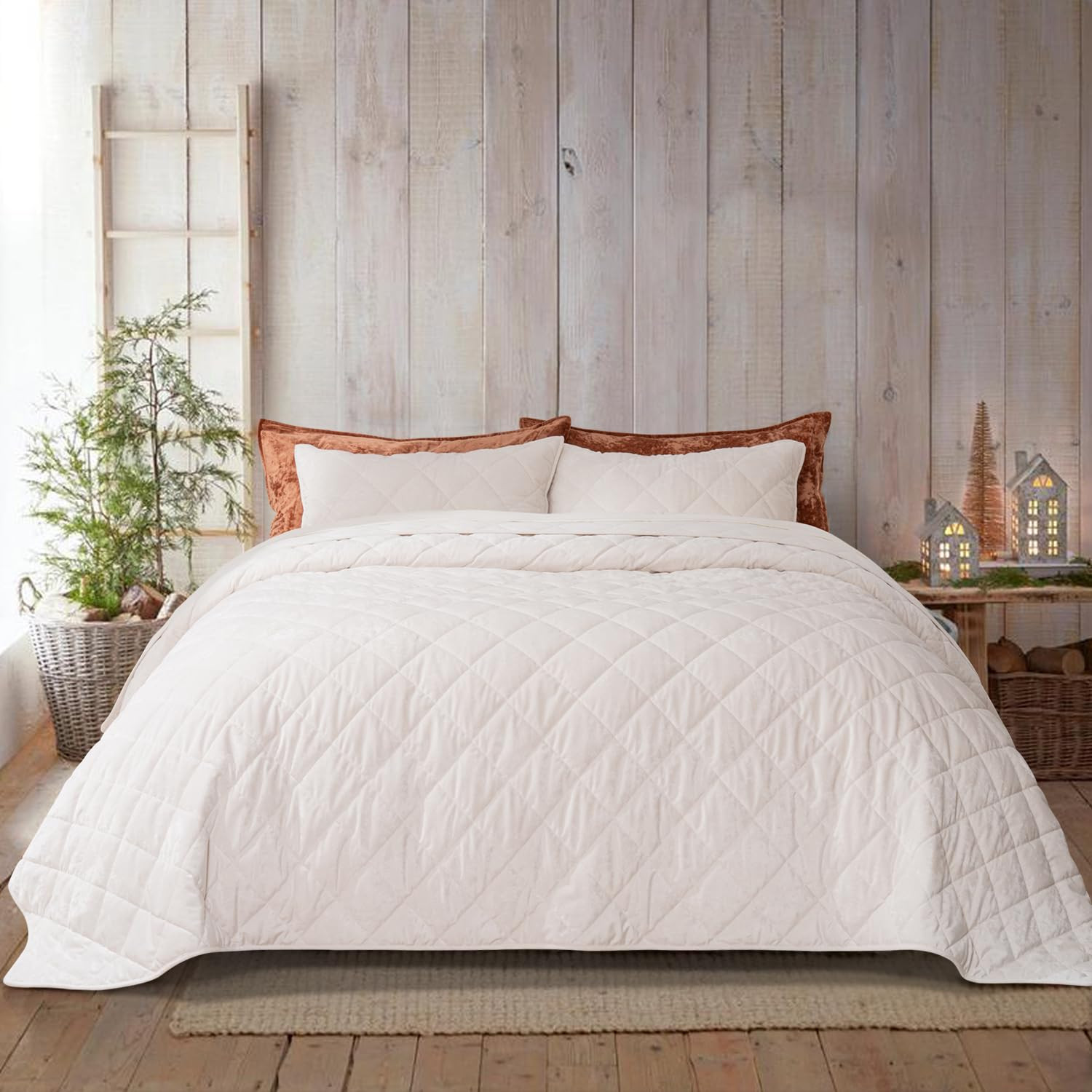 EVERGRACE Luxury Crushed Velvet Quilt Set King Size, Diamond Quilted Lightweight Velvet Comforter... | Amazon (US)