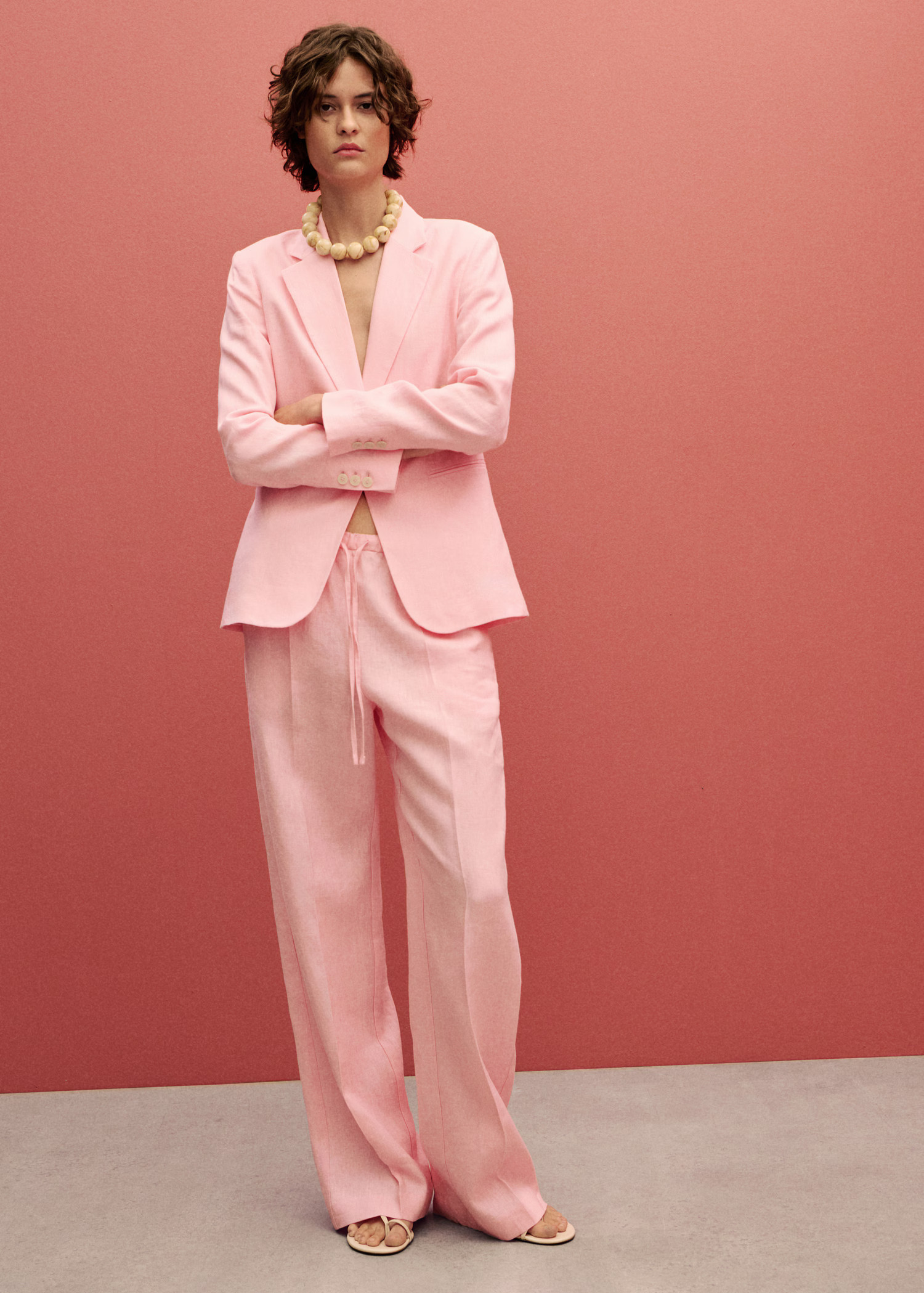 Straight-fit linen pants with bow - Women | MANGO USA | Mango (US/MX/AU)