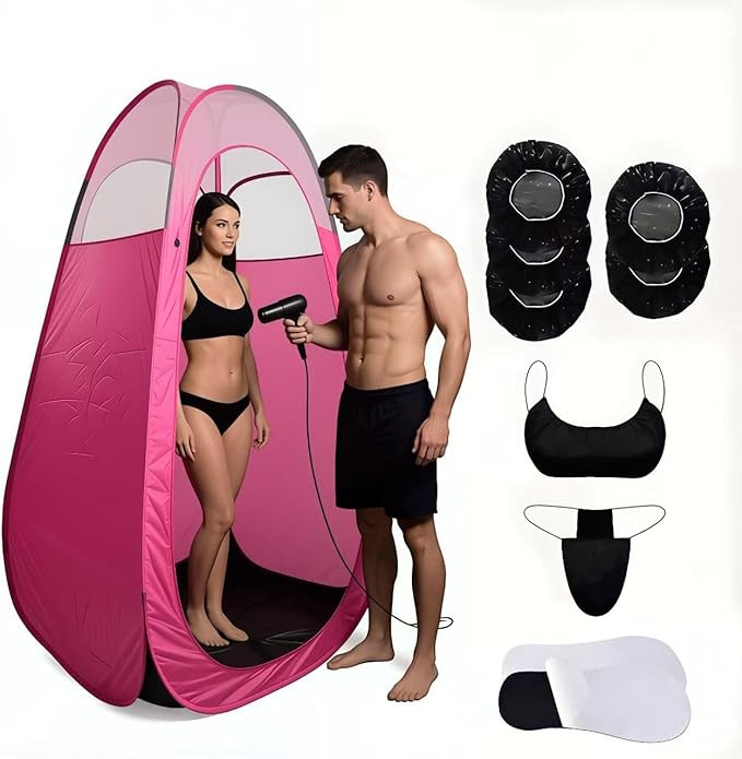 9 Piece Large Spray Tan Tent, Deluxe Pop Up Portable Professional Self Tanning Tent with Carry Ba... | Amazon (US)