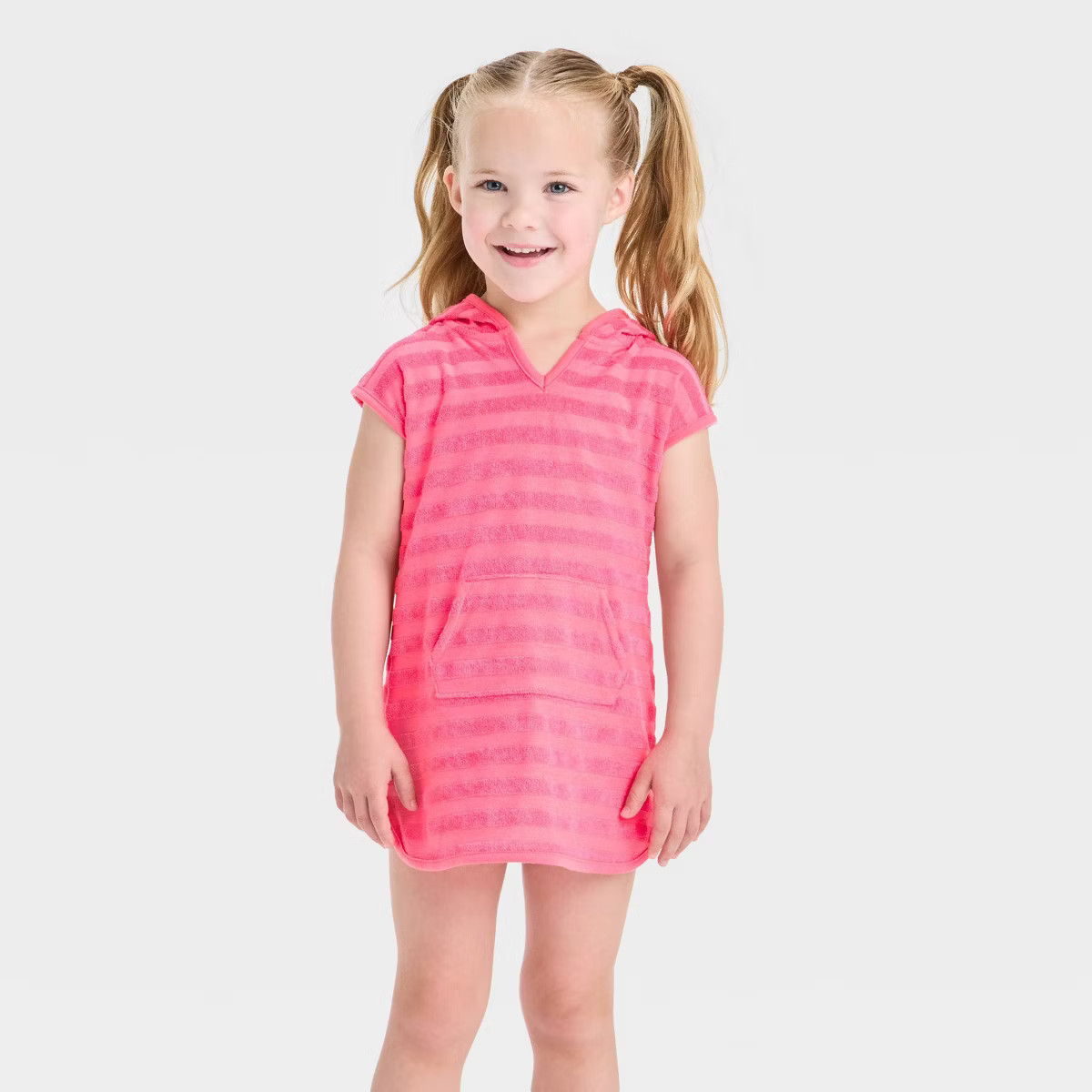 Toddler Girls' Terry Stripe Printed Swim Cover Up Dress - Cat & Jack™ Pink | Target