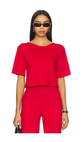 Ponte Knit Short Sleeve Top in Red | Revolve Clothing (Global)