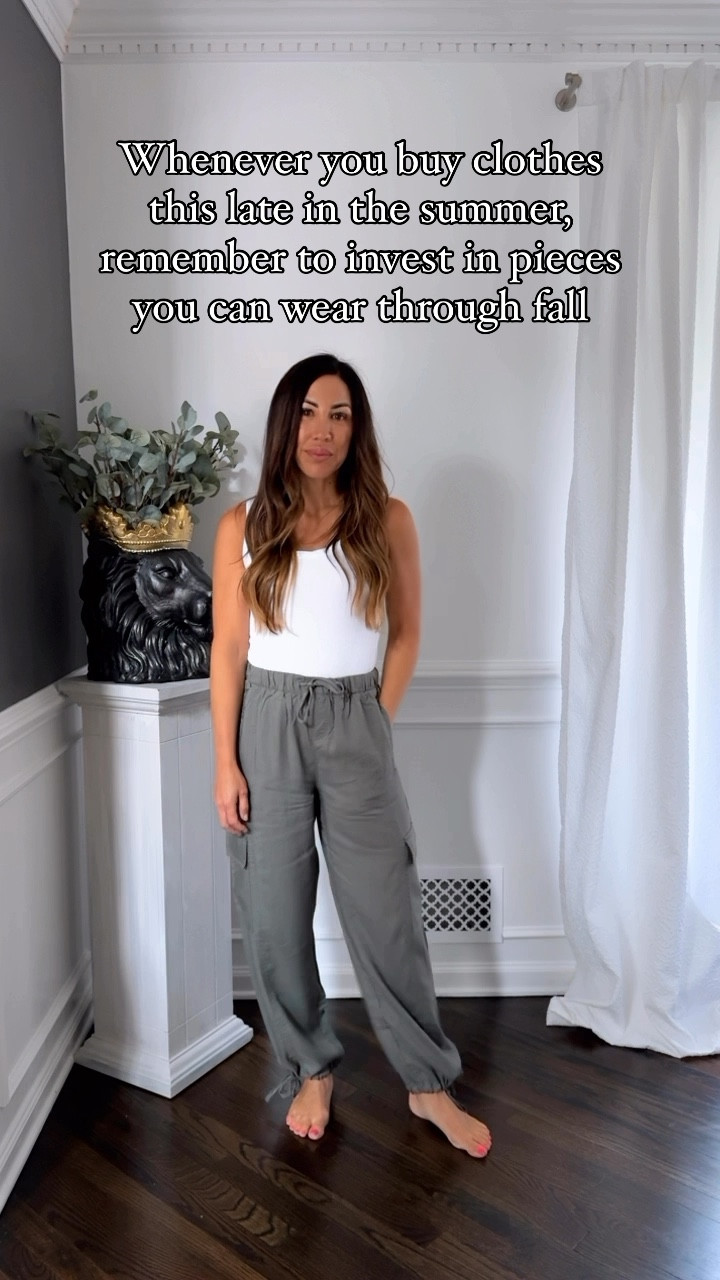 Fashion tip: it can be tempting to buy summer sale pieces this late in the summer but if I’m shopping in July or August I try to invest in pieces I can style now through fall. A classic white tee is a piece I’ll wear year round. These drapey cargo pants can be worn now with sandals and sneakers come fall. And finally 1 statement cardigan is all you need for fall. Everything here 20% off with my code TAMMYSP24. 

Cargo pants xs. 
White v- neck tee small. 
Cardigan small. 

Splendid, cardigan, cardigans, cargo pants 

#LTKSaleAlert #LTKStyleTip #LTKOver40
