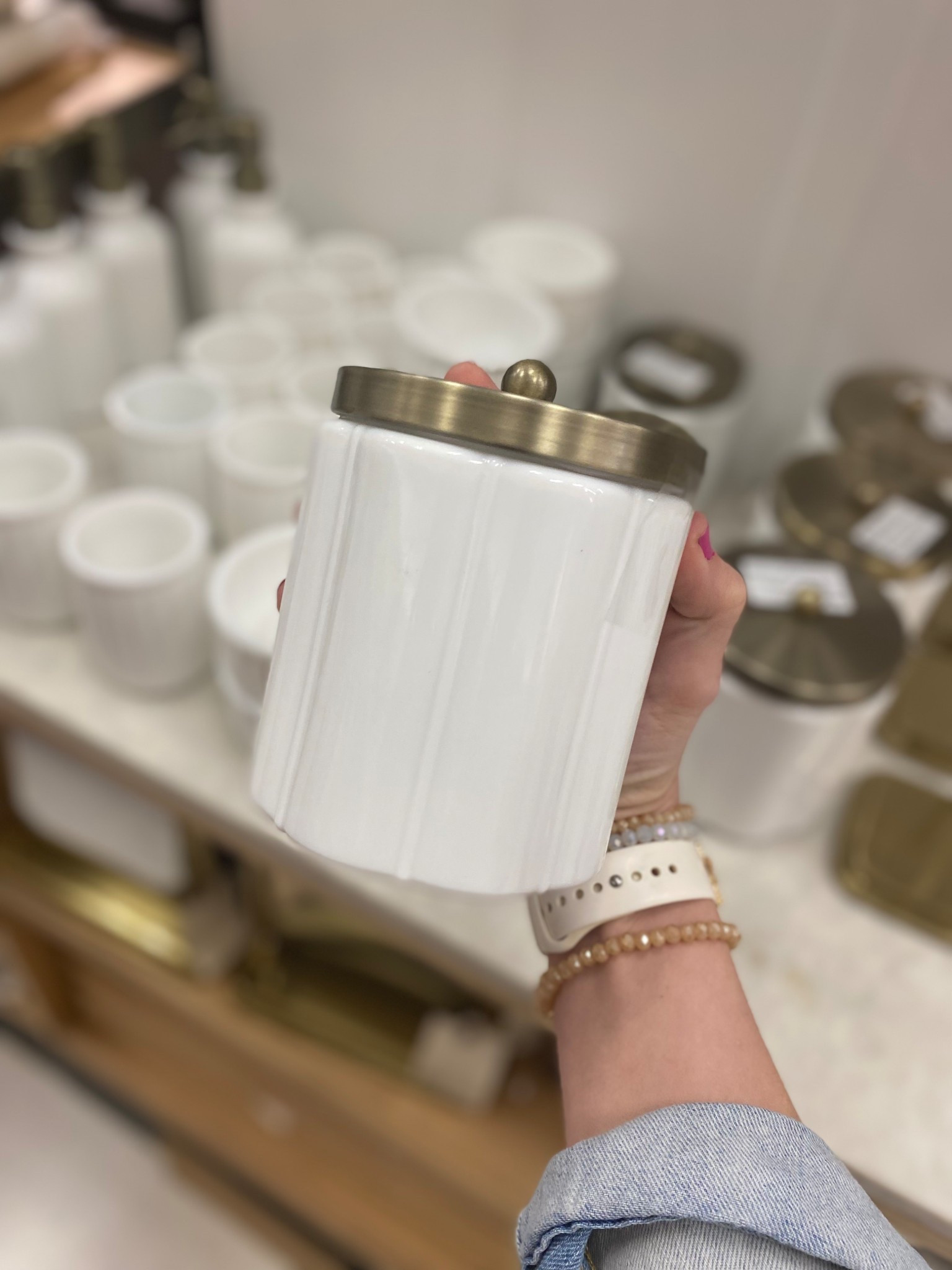 The most gorgeous gold + white milk glass canister. So beautiful & great quality! From Target 🎯 🖤

#LTKHome #LTKBeauty #LTKStyleTip