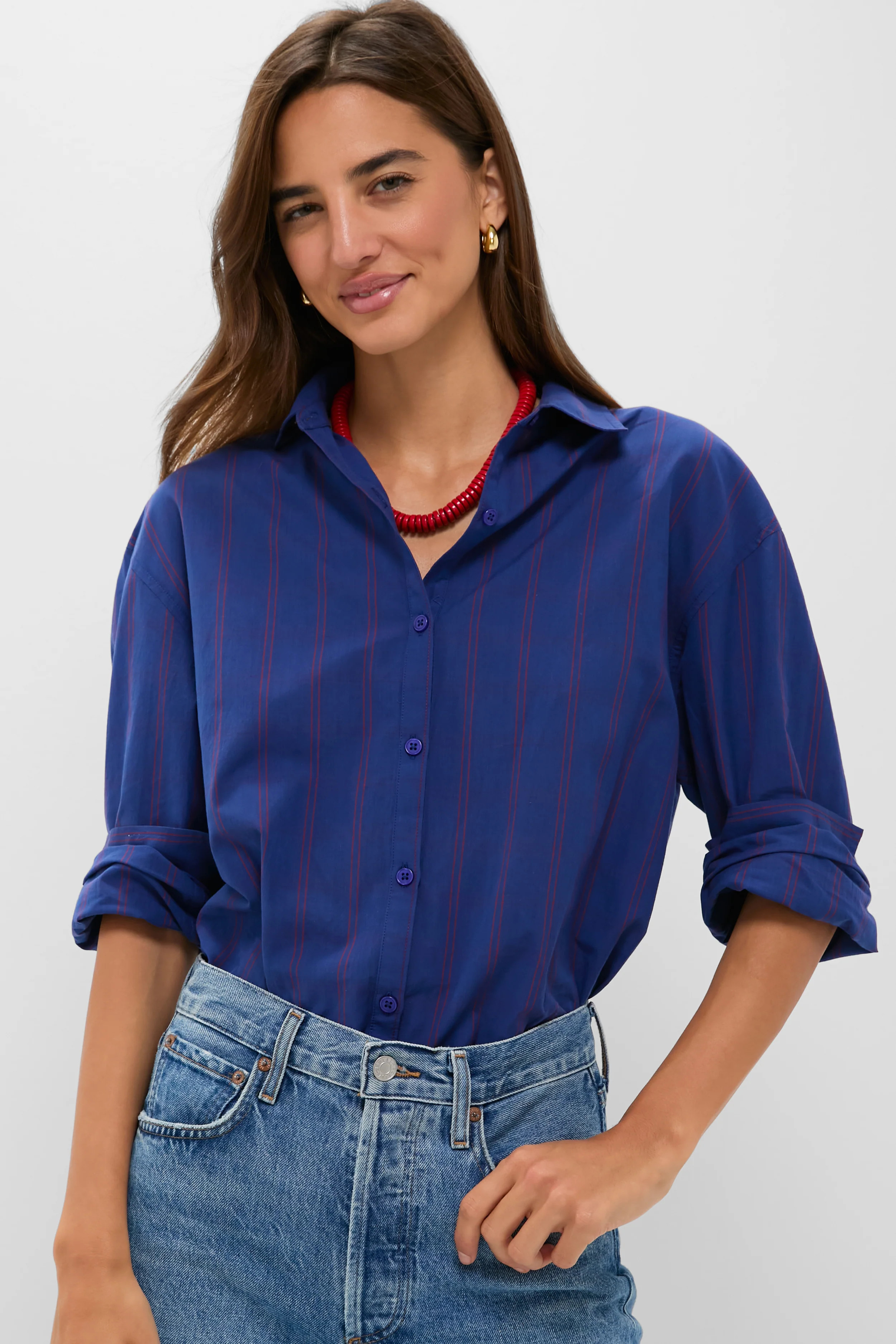 Blue and Red Wexler Cotton Button Down | Tuckernuck (US)
