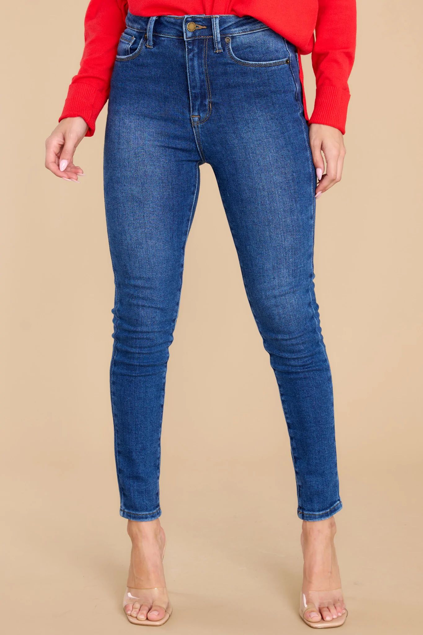 Perfect Vision Dark Wash Skinny Jeans | Red Dress 