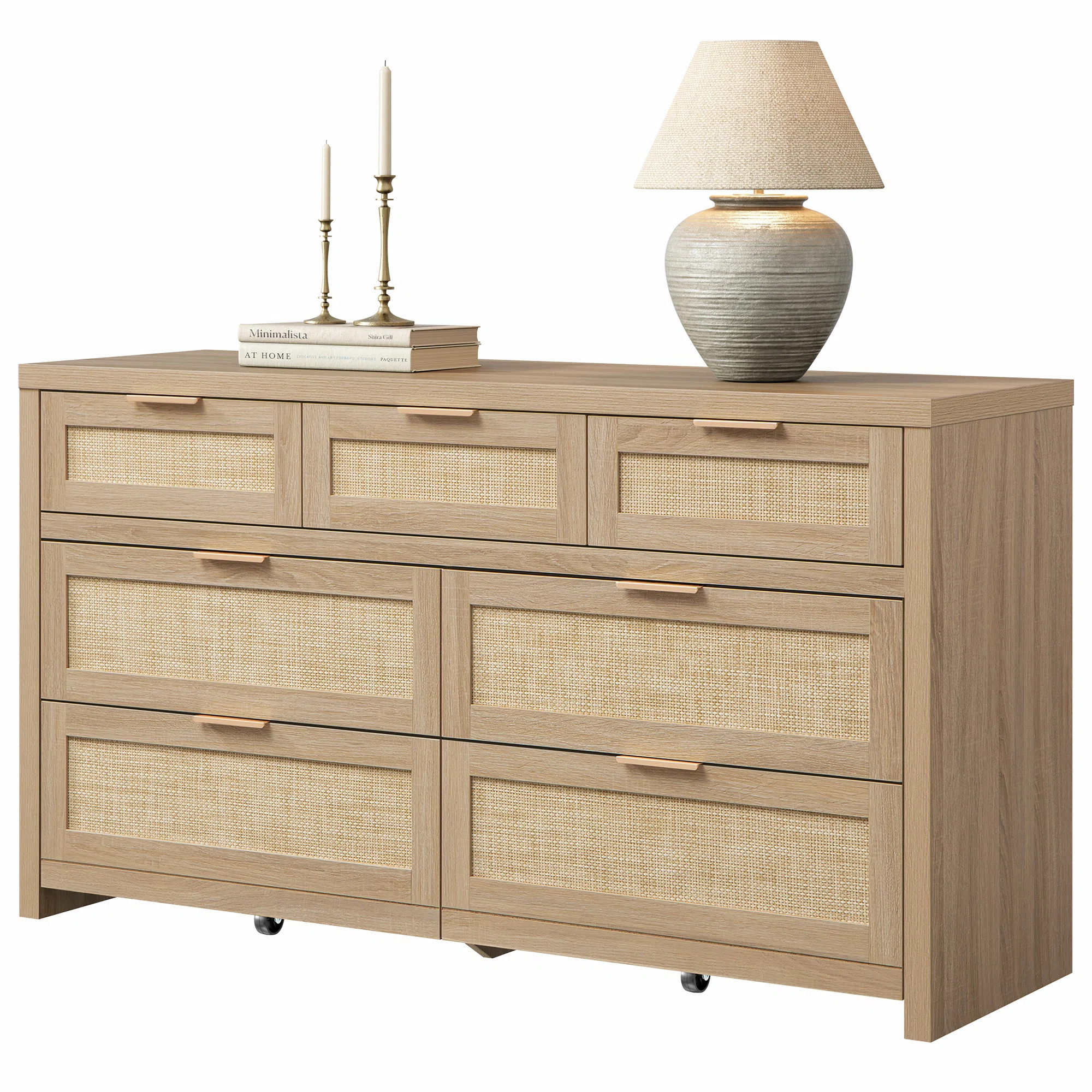 Chada 56.88" W Bohemian Rattan 7-Drawer Dresser With Ample Storage | Wayfair North America