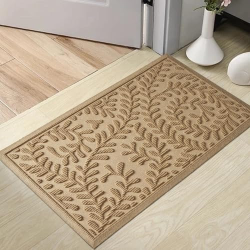 HIYARD Front Door Mat, Absorbent Dirt Trapping Welcome Door Mat Indoor Outdoor, Non Slip Entry Mat, Indoor Outdoor Door Mats, Fade Resistant, Low Profile Doormat for Entryway, 47×32, Beige | Amazon (US)
