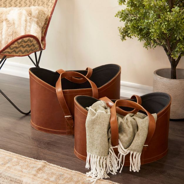 Set of 2 Leather Storage Baskets - Olivia &#38; May | Target
