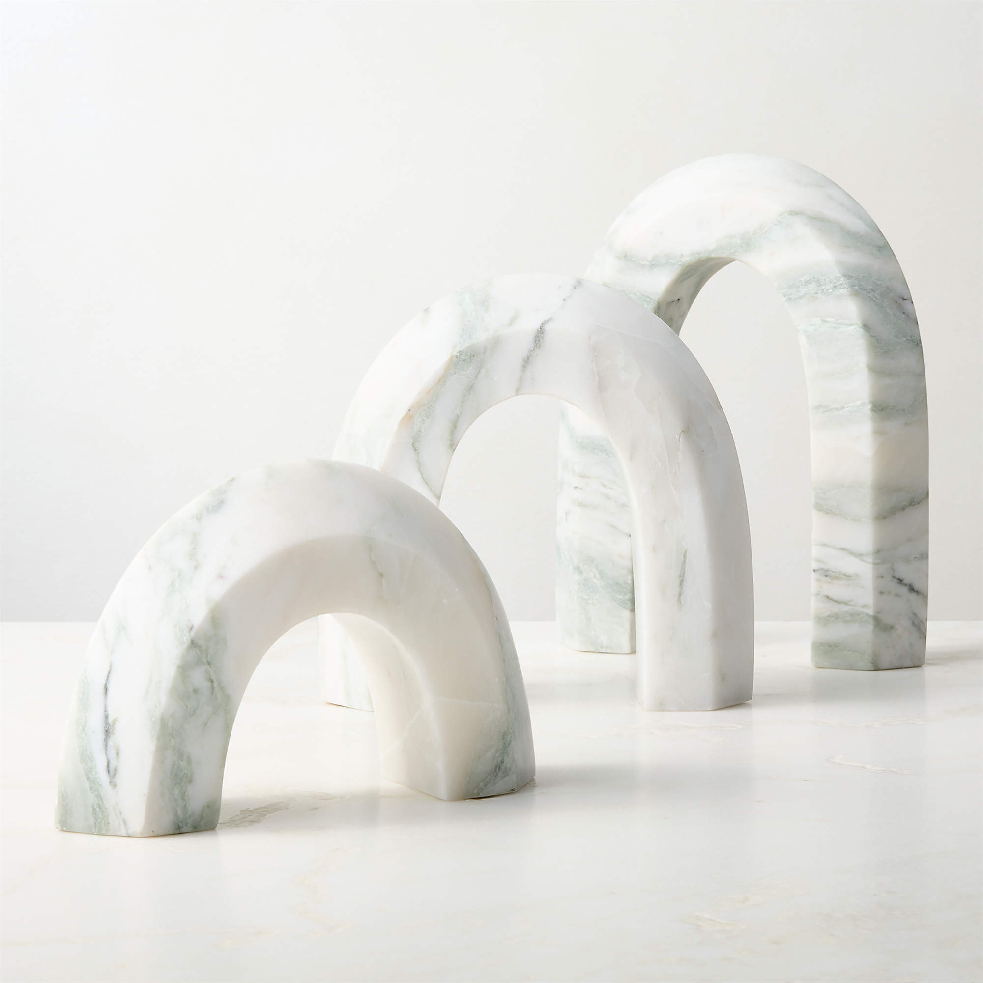 Appia White Marble Arch Sculptures Set of 3 | CB2 | CB2