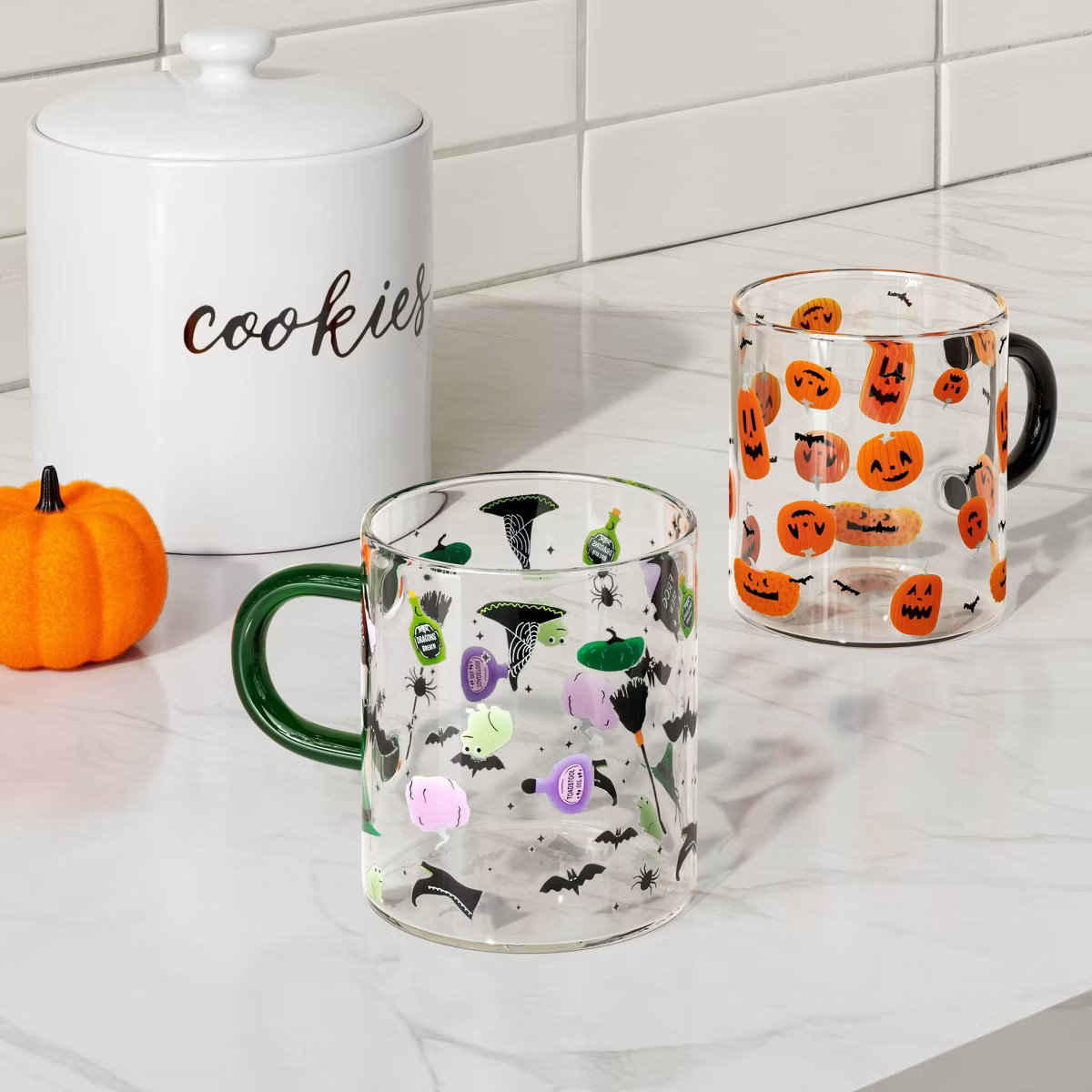 15.2 fl oz Glass Bat and Witch Hat Print Mug - Hyde and EEK! Boutique™ | Target