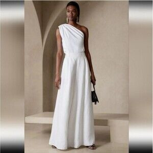 NWT Banana Republic White Minna Wide-Leg Linen Pant iced vanilla ivory | Poshmark