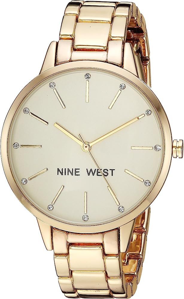 Nine West Women's Crystal Accented Bracelet Watch | Amazon (US)