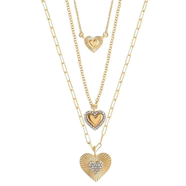 Jessica Simpson Fashion Metal Layer Heart Necklace | Walmart (US)