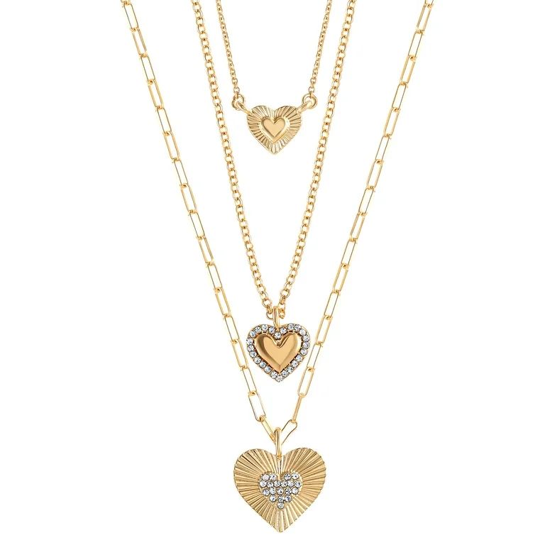 Jessica Simpson Fashion Metal Layer Heart Necklace - Walmart.com | Walmart (US)