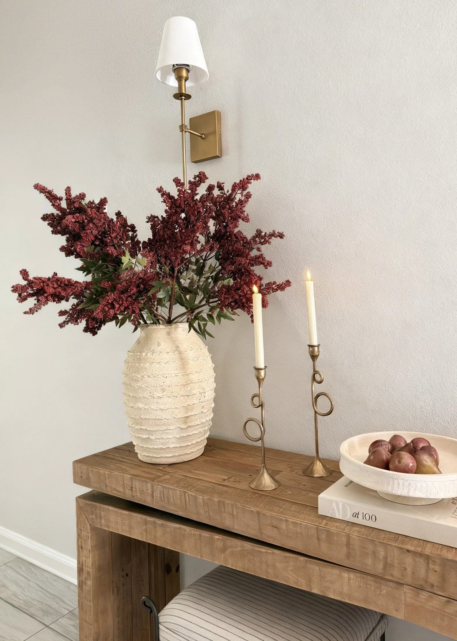 Artificial Nandina Berry Branch in Burgundy - 47" | Afloral