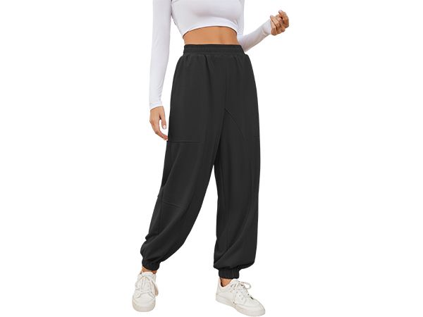 HUHOT Women's Casual Wide Leg Sweatpants with Pockets High Waisted Joggers Lounge Pants | Amazon (US)