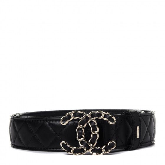 CHANEL Lambskin Quilted CC Chain Belt 85 34 Black | FASHIONPHILE | Fashionphile